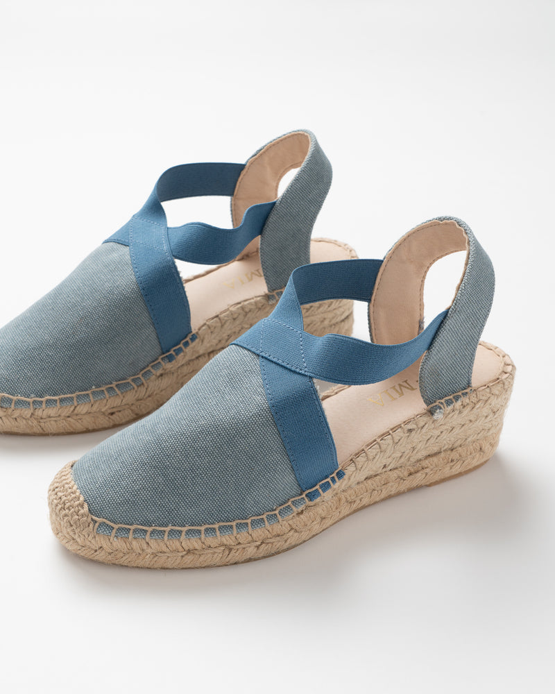 Blue Espartina Low Wedge Espadrilles