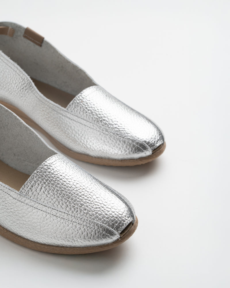 Basic Folia Silver Leather Espadrille