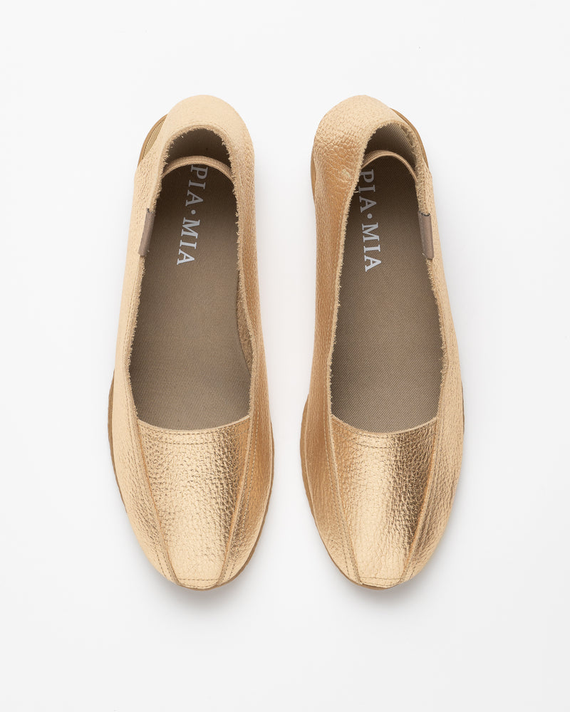 Basic Folia Gold Leather Espadrille