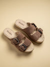 Brown Buckle double strap sandals