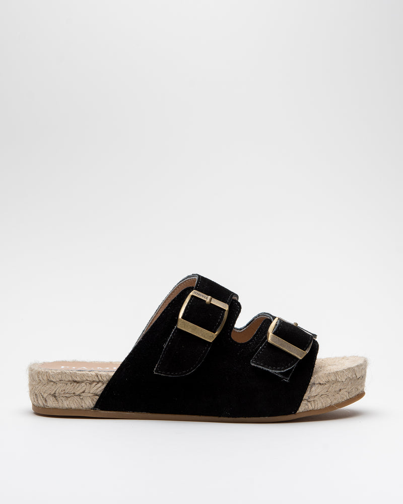 Black Buckle double strap sandals
