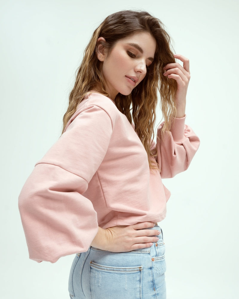 Pink Puff Sleeve Sweater